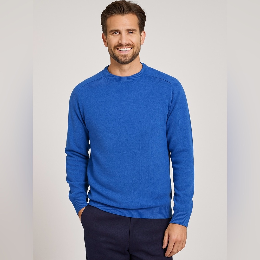 Joseph Turner Lambswool Crewneck Sweater Blue Men’s Knit Pullover XL
